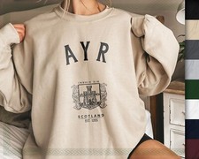 Ayr Scotland Baggy Sweatshirt, Soft and Comfortable Crewneck Pullover