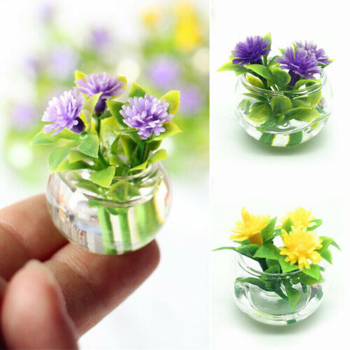1:12 Scale Dolls House Hydroponic Flower Pots Model Mini Miniature Accessories - Afbeelding 1 van 13