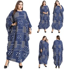 Dubai Abaya Muslim Women Maxi Dress Batwing Sleeve Robe Islamic Turkey Gown Arab