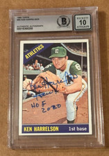 KEN HARRELSON SIGNED 1966 TOPPS W/HOF2020 AUTO GRADE 10 BECKETT BAS AUTHENTIC