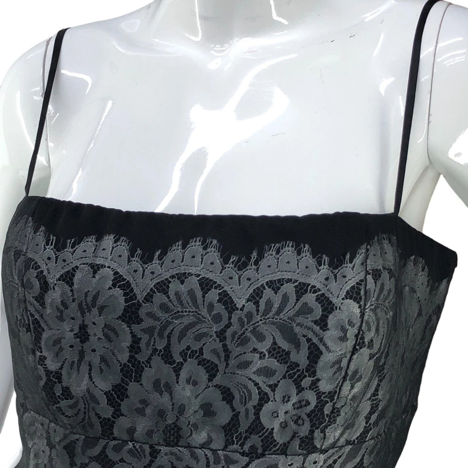 Regata feminina Tadashi Shoji tamanho M detalhe de renda alça espaguete elegante preta - Imagem 2 de 4