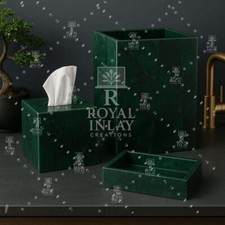 Luxury Malachite Bathroom Accessory Set 3-Piece Handcrafted Stone Collection