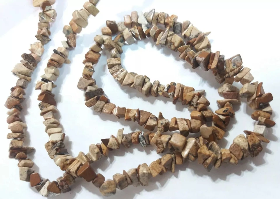 New Picture Jasper Freeform Chip Beads Strand Chakra Healing Stones Grounding... - Image 3 of 4