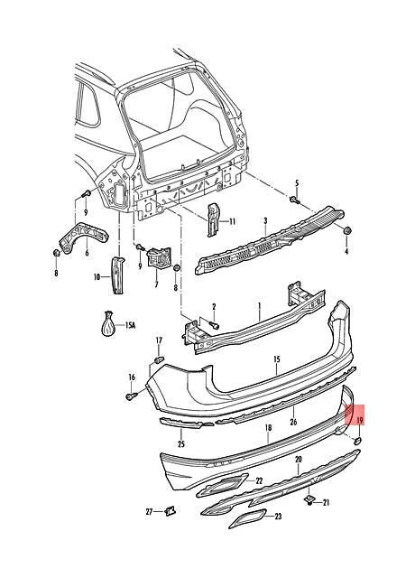 Genuine VW Tiguan Allspace BW2 Cover For Towing Eye Right Rear