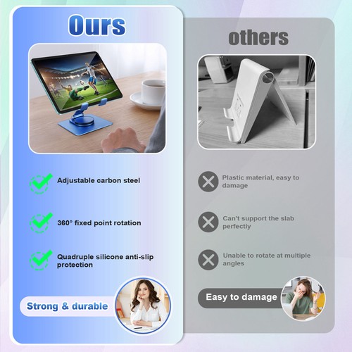 360° Rotating Tablet Stand Adjustable Portable Acrylic Desktop Stand for9611 - Picture 6 of 7