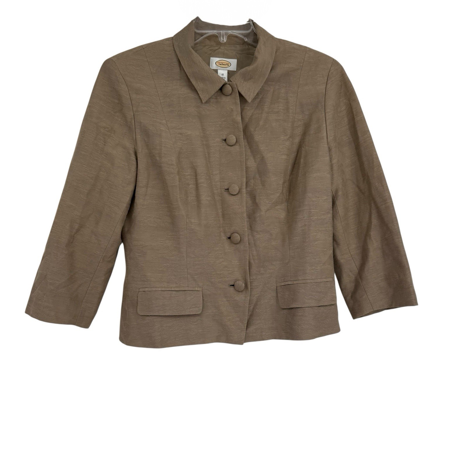 TALBOTS Blazer Size 12 Jacket Button Front Taupe … - image 1