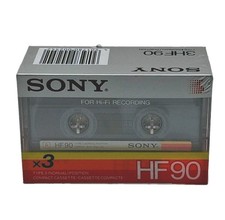 SONY HF90 3PK TYPE I BLANK AUDIO CASSETTE TAPES (1987) BRAND NEW & SEALED 