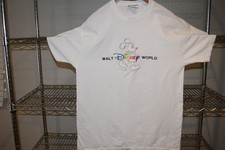 Walt Disney World Mickey Mouse vtg Embroidered White Usa Made t shirt Large Long