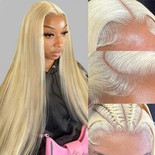 613 13x6 Lace Front Wig Human Hair 13x6 28 Inch 200 Density 613 Lace Frontal ...