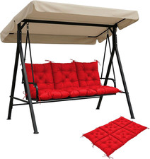 Outdoor Porch Swing Cushion with Backrest, Red, 60X40In Waterproof, 2-3 Seater
