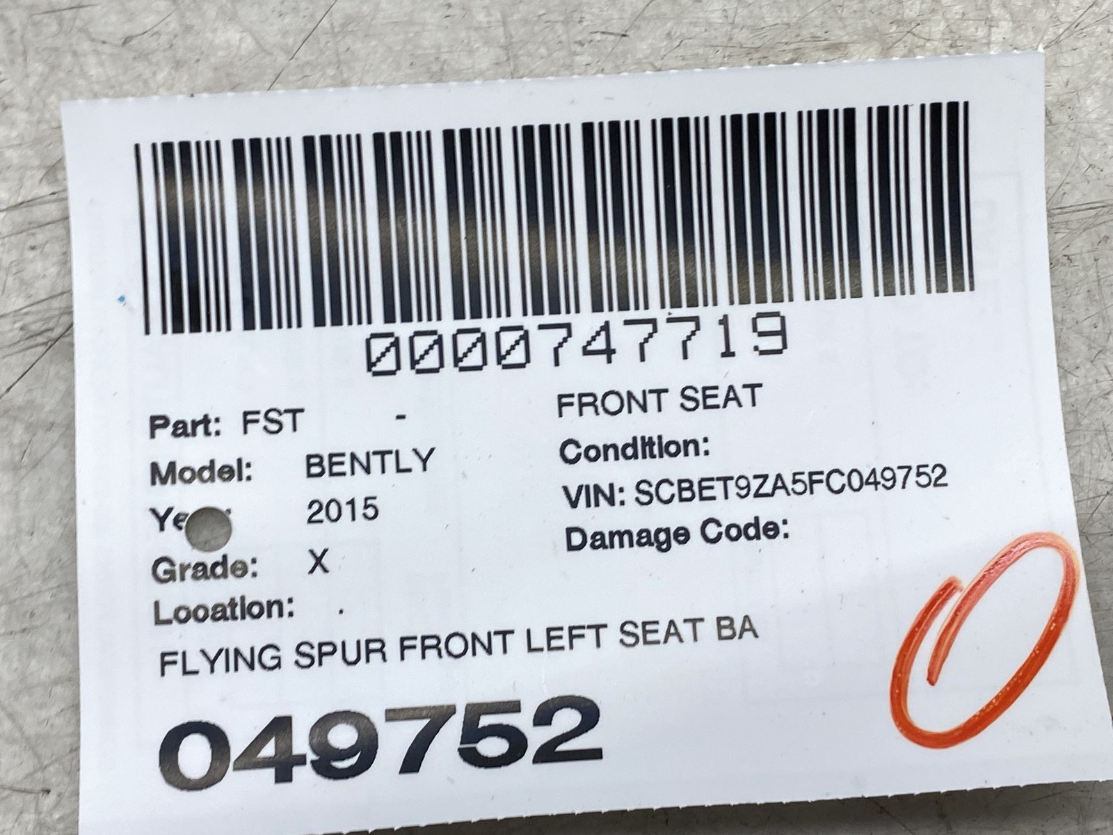 Bentley Flying Spur 2013-2019 FRONT+LEFT Seat