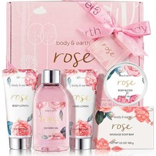 BODY EARTH Spa Gift Set for Women - Luxurious 5 Pcs Bath and Body Box, Pink
