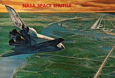 Nasa Space Shuttle  Artist Drawn Kennedy Space Center Florida Vintage Postcard