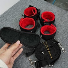 BDSM Bed Restraint Handcuffs Ankle Cuffs Blindfold Kit for Adult Couples Cosplay