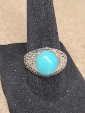 925 Silver Turquoise Ring Size 8