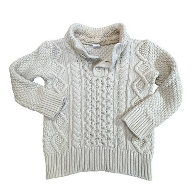 Baby Gap Kids Cream Cable Knit Wool Blend Shawl Collar Sweater 4T Faux Fur Trim