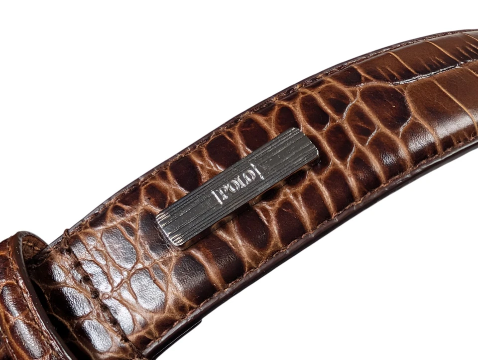 Cinturón de vestir Polo Ralph Lauren 11/8" de cuero italiano para hombre 36 cocodrilo cocodrilo en relieve Foto 2 de 4