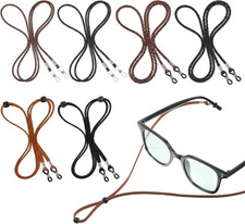 6PK PU Leather Eyeglass Strap - Non-Slip Glasses Holder Neck Cord Lanyard Set