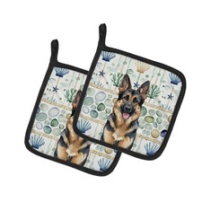 Caroline's Treasures German Shepherd Coastal Sea Glass Pair of Potholders