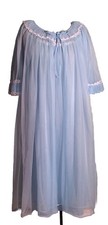 Vtg 50s 60s Tosca Baby Blue Peignoir Set Nightgown Robe Lace Sheer Lingerie M