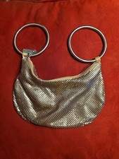 Whiting Davis Rose Gold Mesh Evening Bag Metal Ring Handles Formal Party Purse