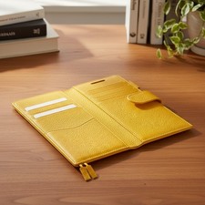 Luxury Yellow Leather Planner Cover for Hobonichi Weeks - Perfect for Students
