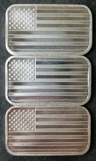 Lot of Three SilverTowne 1oz Silver American Flag Bars