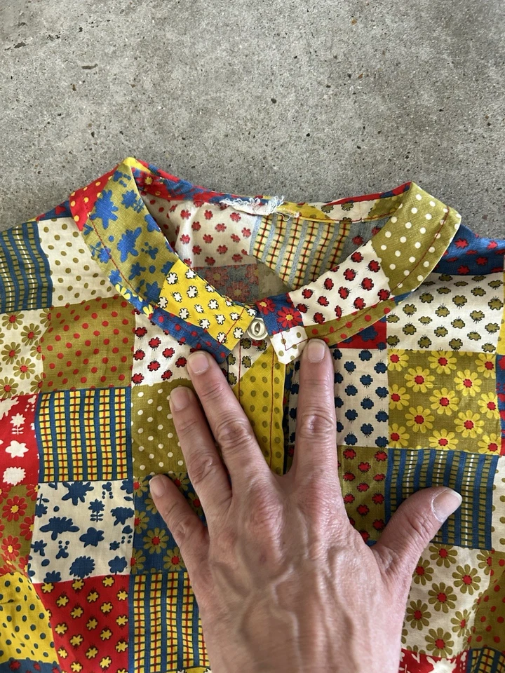 Vintage Fit Flare Dress Small Patchwork Print Fabric Prairie 1960’s? - Image 4 of 4