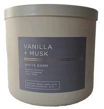Bath Body Works VANILLA MUSK 3-Wick Candle 14.5oz White Barn Rare HTF