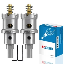 TCT Hole Saw Set, 2-Pack of 1 25mm Heavy Duty Tungsten Carbide Tipped Hole Cu...