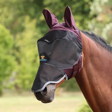 Shires Flyguard Pro Deluxe Horse Fly Mask with Ears Nose - UV Protection