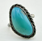 Vintage Sterling Silver Blue Turquoise Style Cabochon Statement Ring Sz 6 (A1)