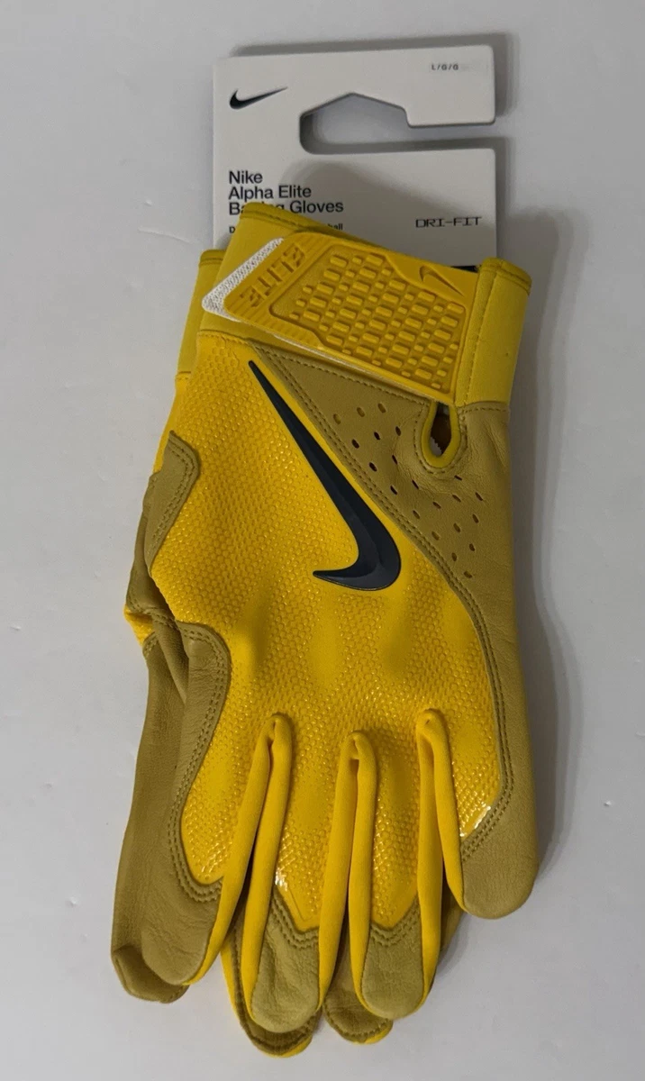 Guantes de bateo Nike Alpha Elite de cuero de oveja amarillo FD7816-730 para hombre talla XL