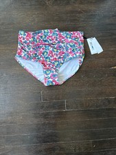 Calvin Klein Women  s UPF 50 High Waisted Floral Bikini Bottom Modest Bright XL