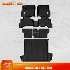 TPE Floor Mats Cargo Liner for 2013-2024 Toyota 4Runner 5-Seater w/ Backrest Mat