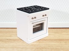 Dollhouse Kitchen Oven w/ Stove Top Modern White 4 Burners 1:12 Scale Miniature
