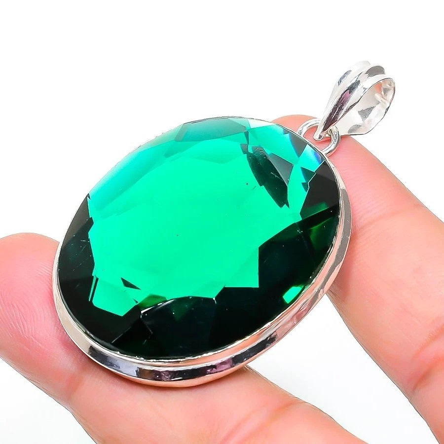 Grüner Turmalin Edelstein Anhänger Handarbeit Antik Geschenk Ovale Form Schmu... - Bild 3 von 4