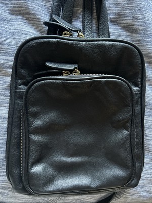 Margot Black Medium Soft Leather Backpack, Moto Zipper 
