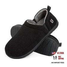 Men's Slippers Two Tone Comfy Memory Foam Slip-On Indoor Outdoor 10 Black