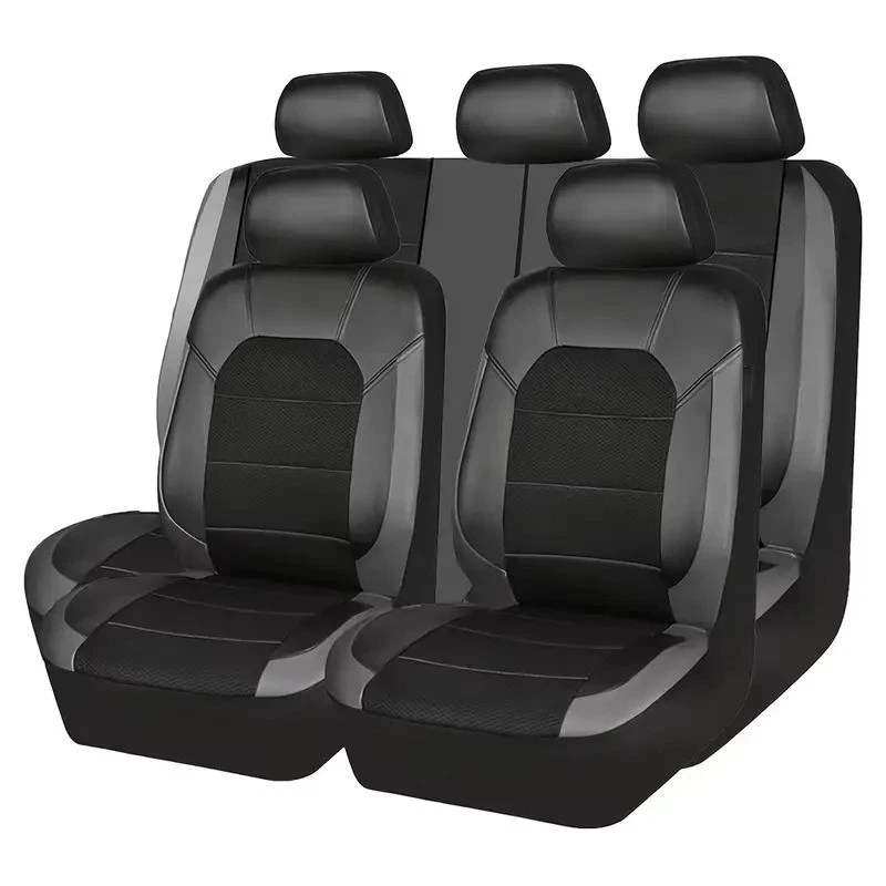 Juego completo de funda de asiento para todos Mercedes Benz 5 asientos imitación cuero lujo negro Foto 2 de 4