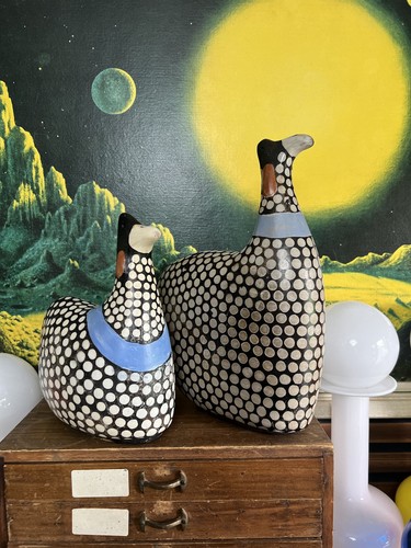 BCU statuine vintage argilla faraone uccellino fatte a mano Uganda Spotty Habitat - Foto 5 di 8