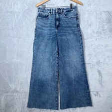 Good American Jeans Womens 8/29 Good Waist Palazzo High Rise Wide Leg Raw Hem