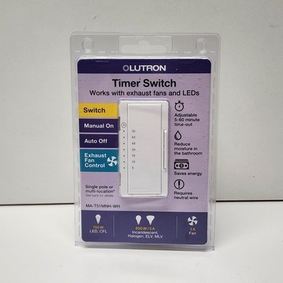 Lutron Maestro MA-T51MNH-WH Timer Switch Single Pole/Multi-location - White