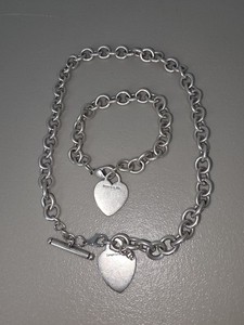 Tiffany & Co. Heart Necklace And Bracelet Set- 925 Sterling Silver