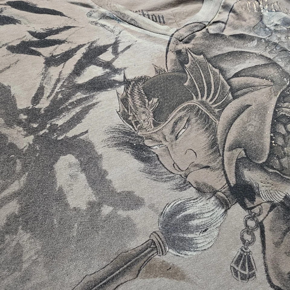 Affliction T 恤小号 Horiyoshi Heroes & Demons 棕色图形印花纹身 — 第 4/4 张图片