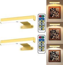 2Pack Wireless Picture Light with Remote,Battery Operated Wall Sconces for Wall