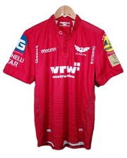 Scarlets Macron Mens Home Welsh Rugby Top Llanelli Star Size Medium Red 