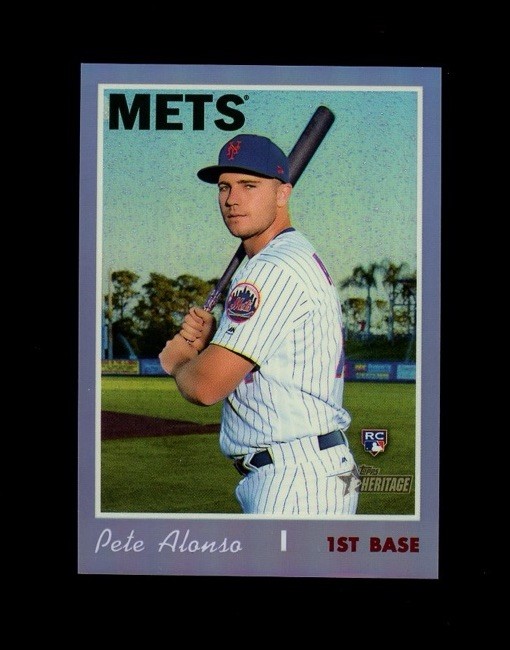 2019 Topps Heritage CHROME PURPLE REFRACTOR ROOKIE SP PETE ALONSO RC! METS