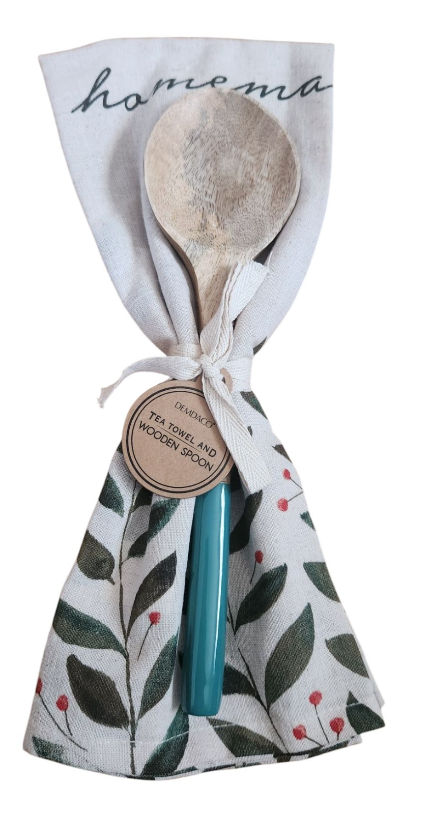 Demdaco Happiness Tea Towel with Wooden Spoon Design