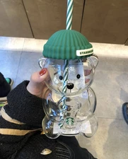 2026 Starbucks Barista Bear Cup Limited Edition Glass Cup Xmas gift 503 ml